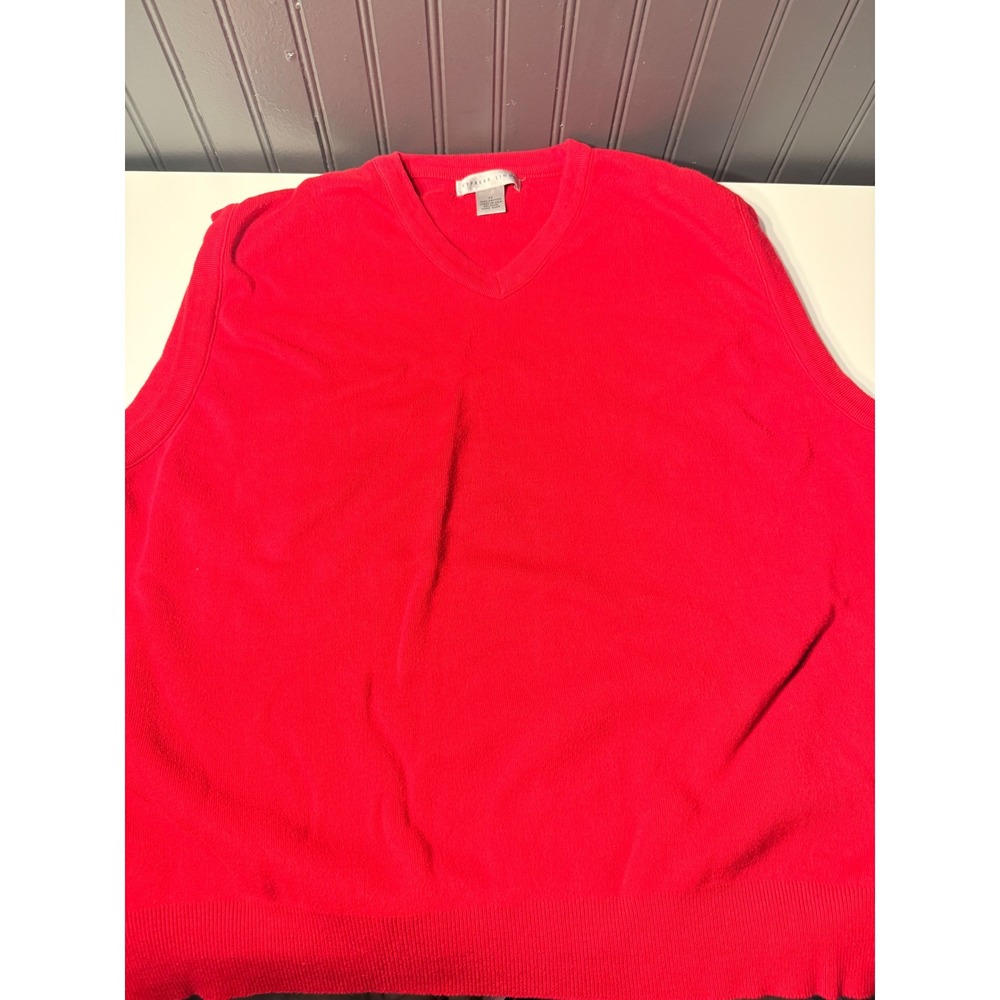 Cypress Links Red Cotton V-Neck Sweater Vest Mens 2X Made in USA Golf Layering